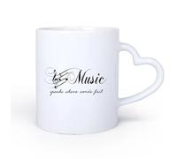 DEBINGY Manico in ceramica a forma di cuore Tazze da caffè e tè Citazioni sui personaggi musicali La musica parla Fallimento del discorso 11oz/320ml per casa o lavoro