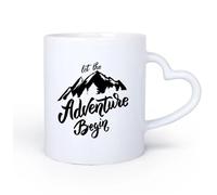 DEBINGY Manico in ceramica a forma di cuore Tazze da caffè e tè Il viaggio avventuroso in montagna inizia con l'avventura dei ragazzi sui fiori 11oz/320ml Ristorante, ufficio