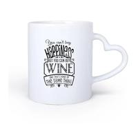 DEBINGY Manico in ceramica a forma di cuore Tazze da caffè e tè Logo del bar e del caffè Non puoi comprare la felicità, ma puoi comprare il vino Citazione Cucina 11oz/320ml per ufficio, casa