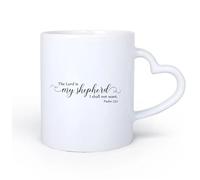 DEBINGY Manico in ceramica a forma di cuore Tazze da caffè e tè Salmo 23:1 Il Signore è il mio pastore Non mi mancherà la preghiera del Signore e la Chiesa 11oz/320ml Bar o regalo