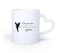 DEBINGY Manico in ceramica a forma di cuore Tazze da caffè in ceramica bianca Citazioni per ragazze, fiabe per bambine 11oz/320ml Perfetto per cucine, ristoranti e bar, ottima idea regalo