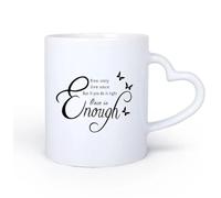 DEBINGY Manico in ceramica a forma di cuore Tazze da caffè in gres con manico Citazioni motivazionali: si vive una volta sola 11oz/320ml Un bel regalo di Natale