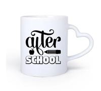 DEBINGY Manico in ceramica a forma di cuore Tazze da caffè in gres con manico dopo la scuola felice ritorno a scuola 11oz/320ml Elegante e resistente - Adatto al microonde e alla lavastoviglie