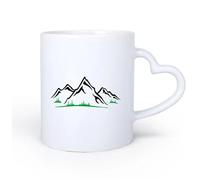 DEBINGY Manico in ceramica a forma di cuore Tazze da caffè in gres con manico Montagna Prateria Escursionismo Bosco 11oz/320ml Regalo divertente per amanti del caffè, migliori amici, colleghi e amici