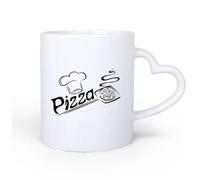 DEBINGY Manico in ceramica a forma di cuore Tazze da caffè in gres con manico Pizzeria Ristorante Italiano Idea Parola 11oz/320ml Cappuccino, latte macchiato, tè, espresso