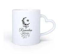 DEBINGY Manico in ceramica a forma di cuore Tazze da caffè in gres con manico Ramadan Kareem Religione islamica musulmana 11oz/320ml Cappuccino, latte macchiato, tè, espresso