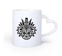 DEBINGY Manico in ceramica a forma di cuore Tazze da caffè in gres con manico una fusione di arte Maya moderna e antica 11oz/320ml Tazze da caffè in ceramica per casa o lavoro