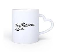 DEBINGY Manico in ceramica a forma di cuore Tazze da caffè, tazze da tè e caffè Guitar Rock Forever Cartoon Skull Music Bar 11oz/320ml Cappuccino, latte macchiato, tè, espresso