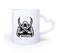 DEBINGY Manico in ceramica a forma di cuore Tazze da caffè, tazze da tè e caffè Ninja Samurai Warrior Ninja Warrior Karate Boy 11oz/320ml per Tè, caffè e bevande calde