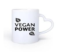 DEBINGY Manico in ceramica a forma di cuore Tazze da caffè, tazze da tè e caffè Vegetarianismo parola di potere vita sana 11oz/320ml Ottimo per casa, ufficio, bar, idee regalo