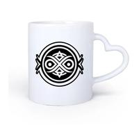 DEBINGY Manico in ceramica a forma di cuore Tazze da tè, caffè e cioccolata calda un'icona in stile glifo del simbolo dell'anima 11oz/320ml Lavabile in lavastoviglie