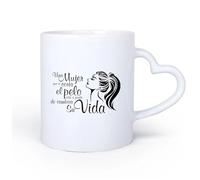 DEBINGY Manico in ceramica a forma di cuore Tazze da tè e caffè Donna spagnola che taglia i capelli gli ha cambiato la vita Parrucchiere Donna Capelli Salone per unghie 11oz/320ml Ristorante, ufficio