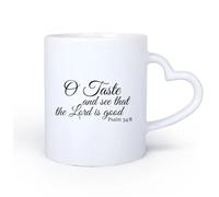 DEBINGY Manico in ceramica a forma di cuore Tazze da tè e caffè eleganti Salmo 34:8 “Cristiani, gustate e vedete quanto è buono il Signore 11oz/320ml per casa e ufficio