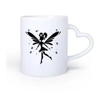 DEBINGY Manico in ceramica a forma di cuore Tazze da tè e caffè eleganti una silhouette di ballerina impostata clipart su un 11oz/320ml e bevande calde, espresso