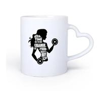 DEBINGY Manico in ceramica a forma di cuore Tazze da tè e caffè Esercizio È ora di cambiare il tuo corpo Girl Fitnesscenter Citazioni motivazionali Allenamento 11oz/320ml per espresso