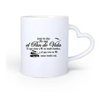 DEBINGY Manico in ceramica a forma di cuore Tazze da tè e caffè Italiano: Giovanni 6:35 Versetti della Bibbia Cucina Io sono il pane della vita Cristiano Gesù 11oz/320ml Bar o regalo