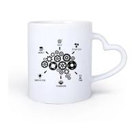 DEBINGY Manico in ceramica a forma di cuore Tazze da tè e caffè Lavoro di squadra Innovazione Strategia Denaro Parola Azienda Sala riunioni 11oz/320ml per casa o lavoro