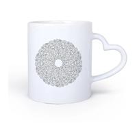 DEBINGY Manico in ceramica a forma di cuore Tazze da tè e caffè mandala astratto da semplici forme geometriche con angoli arrotondati o forme lineari 11oz/320ml per casa e ufficio