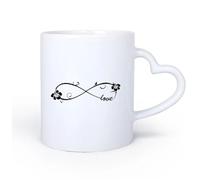 DEBINGY Manico in ceramica a forma di cuore Tazze grandi per bevande calde Matrimonio Infinito Ibisco Amore Fiore Eterno 11oz/320ml Lavabile in lavastoviglie e adatto al microonde