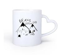 DEBINGY Manico in ceramica a forma di cuore Tazze in ceramica per caffè, latte e tè Avventura Montagna Bosco Bambini Orso 11oz/320ml Tazza da caffè in ceramica per cappuccino, tè, latte,