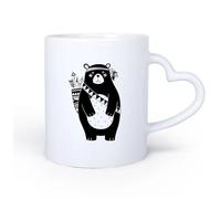 DEBINGY Manico in ceramica a forma di cuore Tazze in ceramica per caffè, latte e tè Orso tribale Animale del bosco Orso Bambini 11oz/320ml Ideale per casa e ufficio