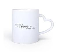 DEBINGY Manico in ceramica a forma di cuore Tazze in ceramica per caffè, latte e tè Sarai sempre la mia citazione per sempre 11oz/320ml Cappuccino, latte macchiato, tè, espresso