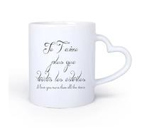 DEBINGY Manico in ceramica a forma di cuore Tazze in ceramica per caffè, latte e tè Ti amo più di tutte le stelle del mondo 11oz/320ml Perfetto per cucine, ristoranti e bar, ottima idea regalo