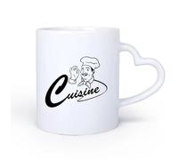 DEBINGY Manico in ceramica a forma di cuore Tazze in gres per caffè, tè, Chef francese, cuoco, cucina gourmet, ristorante, cucina, chef, pentole 11oz/320ml per ufficio, casa