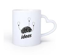 DEBINGY Manico in ceramica a forma di cuore Tazze in gres per caffè, tè, Idea Cervello Mente Lampadina Brainstorming Brillante 11oz/320ml Uso in bar o ristorante
