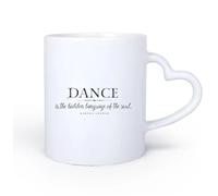 DEBINGY Manico in ceramica a forma di cuore Tazze in gres per caffè, tè, La danza è il linguaggio nascosto dell'anima. Citazione 11oz/320ml per latte, tè, cola, acqua