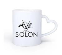 DEBINGY Manico in ceramica a forma di cuore Tazze in gres per caffè, tè, Salone di bellezza Stilista Acconciature Forbici Asciugacapelli Pettine 11oz/320ml Bar o regalo