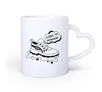 DEBINGY Manico in ceramica a forma di cuore Tazze in gres per caffè, tè, un glifo di una scarpa con la tipografia non va da nessuna parte 11oz/320ml per espresso