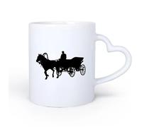 DEBINGY Manico in ceramica a forma di cuore Tazze per casa e ufficio Carrozza dei pionieri, Vecchio West, Diligenza Western, Cowboy 11oz/320ml Lavabile in lavastoviglie