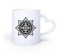 DEBINGY Manico in ceramica a forma di cuore Tazze per casa e ufficio un'icona in stile glifo del simbolo dell'anima pura 11oz/320ml Tazze da caffè in ceramica per casa o lavoro