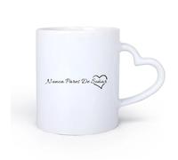 DEBINGY Manico in ceramica a forma di cuore Tazze per cioccolata calda Non smettere mai di sognare - Citazione motivazionale portoghese 11oz/320ml per casa e ufficio