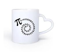 DEBINGY Manico in ceramica a forma di cuore Tazze resistenti 3.1415 pi greco spirale numero irrazionale matematica banner matematica in difficoltà 11oz/320ml per casa o lavoro