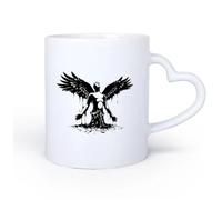 DEBINGY Manico in ceramica a forma di cuore Tazze resistenti Angelo con le ali, nato uomo, grandi ali, angelo dio, uccello custode, dormitorio per bambini 11oz/320ml per ufficio, casa