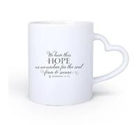 DEBINGY Manico in ceramica a forma di cuore Tazze resistenti Scritture cristiane Navigando Abbiamo questa speranza come un'ancora per l'anima Ebrei 6:19 11oz/320ml per ufficio, casa