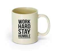 DEBINGY Tazza da caffè con manico - classica Lavora duro e resta umile （11oz/320ml） per caffè, zuppa, tè, latte, latte macchiato, cioccolata calda, donna, uomo Giallo chiaro