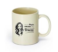 DEBINGY Tazza da caffè Salone di bellezza spagnolo, parrucchiere con trucchi magici, centro estetico per capelli e unghie per signore （11oz/320ml） per ufficio, casa Giallo chiaro