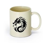 DEBINGY Tazza da tè latte in porcellana una clip art della sagoma di un drago （11oz/320ml） per caffè, zuppa, tè, latte, latte macchiato, cioccolata calda, donna, uomo Giallo chiaro