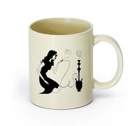 DEBINGY Tazza da tè latte in porcellana Una donna fuma il narghilè in un bar （11oz/320ml） per caffè, zuppa, tè, latte, latte macchiato, cioccolata calda, donna, uomo Giallo chiaro