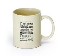 DEBINGY Tazza da tè latte in porcellana Y Entonces Dios Dijo citazioni spagnole （11oz/320ml） Caffè, tè, latte macchiato, latte, cacao, succhi di frutta e altre bevande calde Giallo chiaro