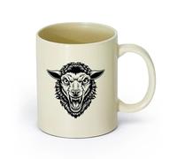 DEBINGY Tazza regalo in Tazza da latte con manico di una testa di lupo （11oz/320ml） per caffè, zuppa, tè, latte, latte macchiato, cioccolata calda, donna, uomo Giallo chiaro