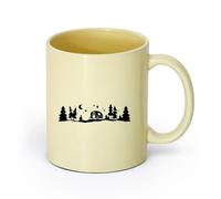 DEBINGY Tazze bianche Campeggio Camper Cielo Stellato Foresta Montagna Veicolo 4X4 Fuoristrada Viaggio Campeggio Camper Stella Luna Albero Camper Suv （11oz/320ml） per casa e ufficio Beige