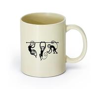 DEBINGY Tazze da caffè in gres con manico Gli animali di Cheeky Monkey （11oz/320ml） matrimoni, compleanni, regali per donne, festa del papà, mamma, ragazze, ragazzi Giallo chiaro