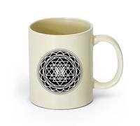 DEBINGY Tazze da caffè in gres con manico Logo del mandala Sri Yantra （11oz/320ml） matrimoni, compleanni, regali per donne, festa del papà, mamma, ragazze, ragazzi Giallo chiaro