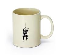 DEBINGY Tazze da caffè in gres con manico Ninja Samurai Killer Shadow （11oz/320ml） matrimoni, compleanni, regali per donne, festa del papà, mamma, ragazze, ragazzi Giallo chiaro