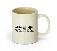 DEBINGY Tazze da caffè in gres con manico Signor e signora Minimalismo （11oz/320ml） matrimoni, compleanni, regali per donne, festa del papà, mamma, ragazze, ragazzi Giallo chiaro