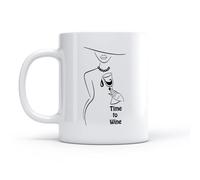 DEBINGY Tazze da caffè in porcellana Donna Cappello Bicchiere da vino Frase Tempo di vino （11oz/320ml） Un bel regalo di Natale